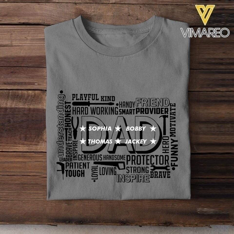 Personalized Dad Kid Name Tshirt Printed QTDT2308