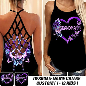 Personalized Grandma Kid Criss Cross Tank Printed 22AUG-HQ23