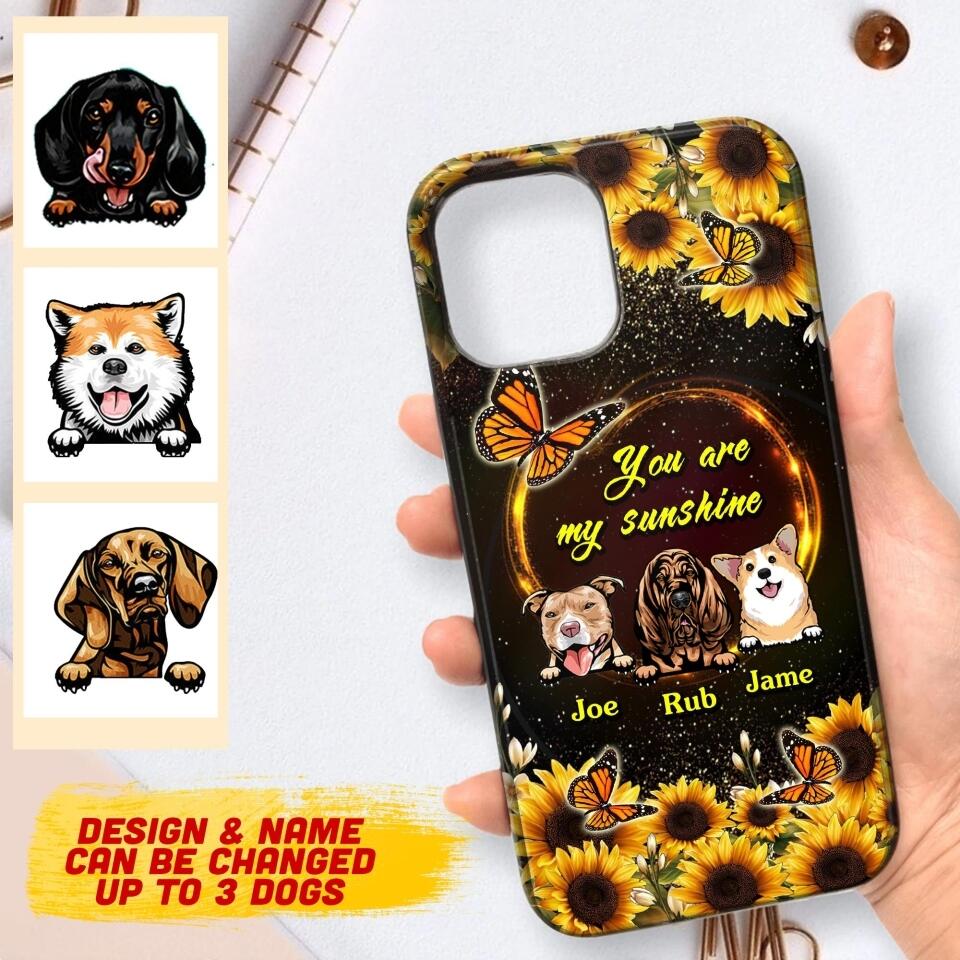 Personalized You are My Sunshine Sunflower Dog Paw Phone Case Printed 22AUG-MA23