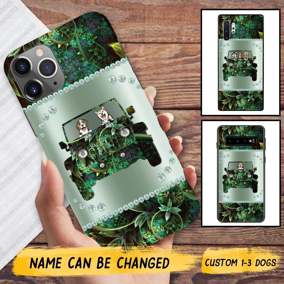 Personalized Jeep Dog Sparkling Phone Case Printed 22AUG-HY24