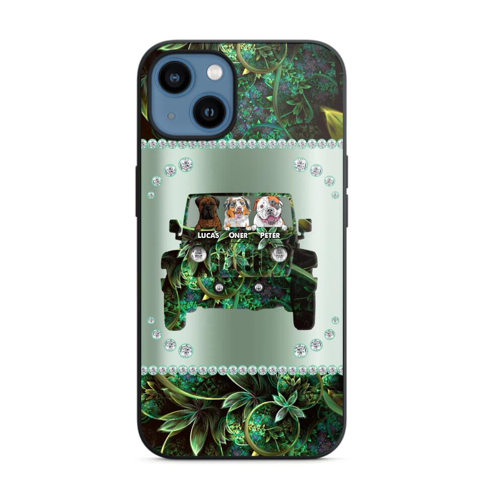 Personalized Jeep Dog Sparkling Phone Case Printed 22AUG-HY24