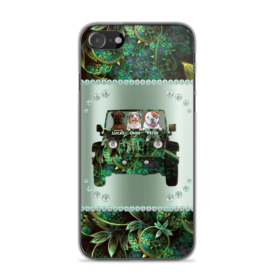 Personalized Jeep Dog Sparkling Phone Case Printed 22AUG-HY24