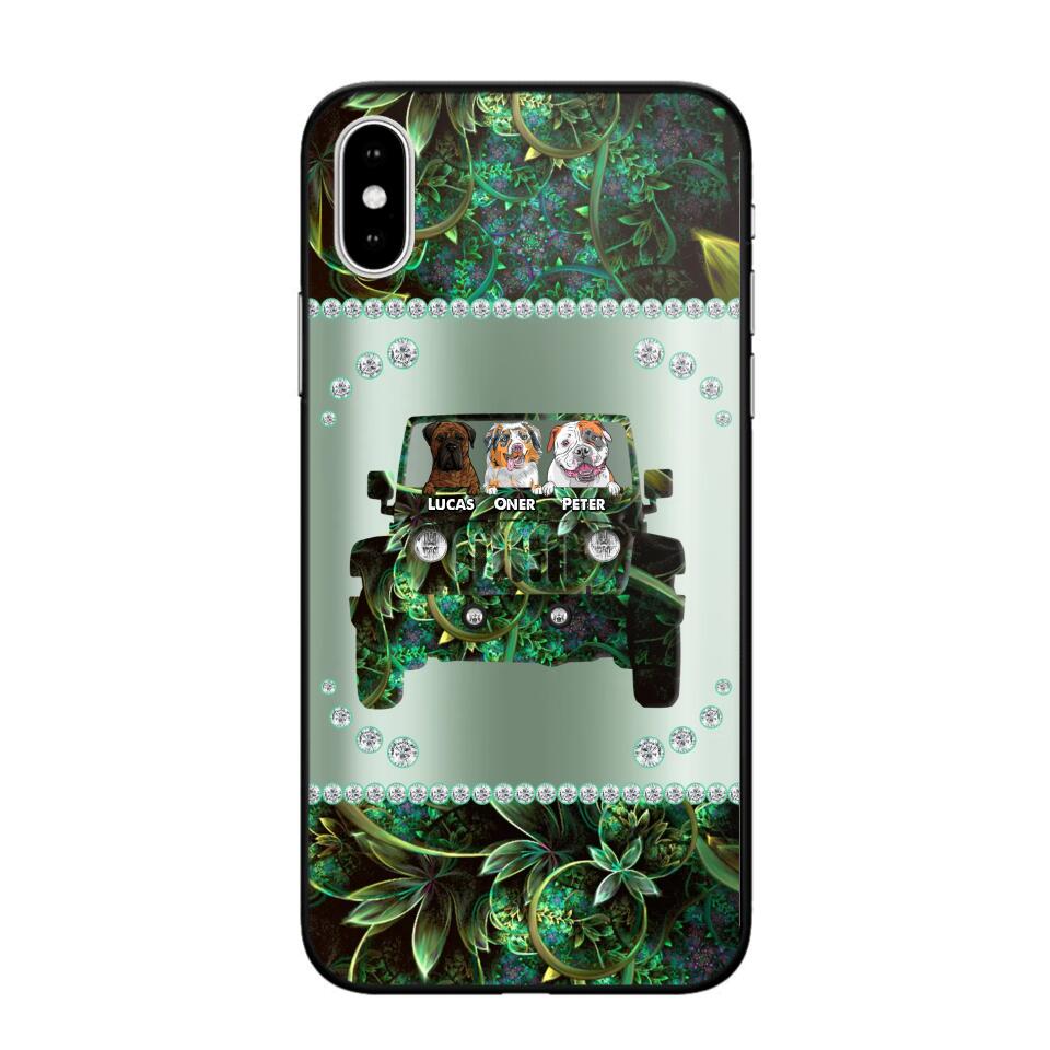 Personalized Jeep Dog Sparkling Phone Case Printed 22AUG-HY24