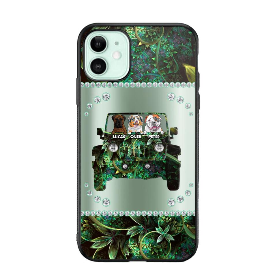 Personalized Jeep Dog Sparkling Phone Case Printed 22AUG-HY24