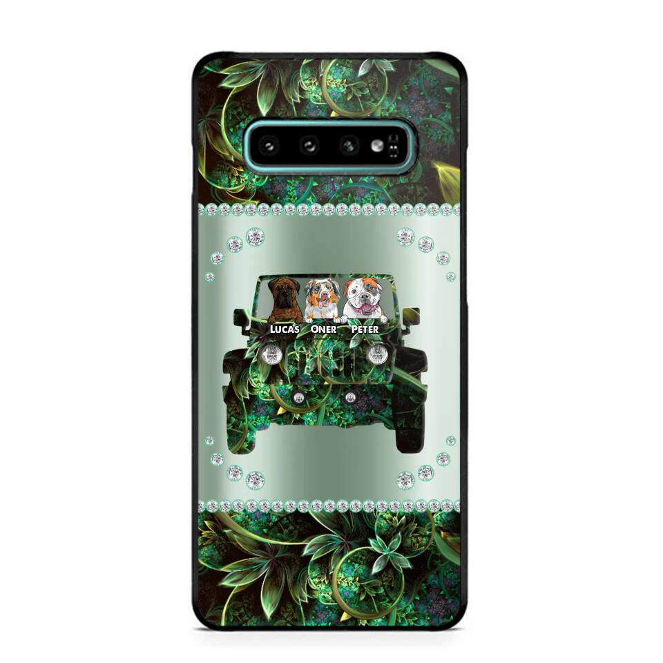 Personalized Jeep Dog Sparkling Phone Case Printed 22AUG-HY24