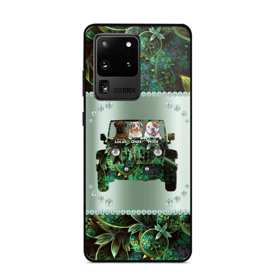 Personalized Jeep Dog Sparkling Phone Case Printed 22AUG-HY24