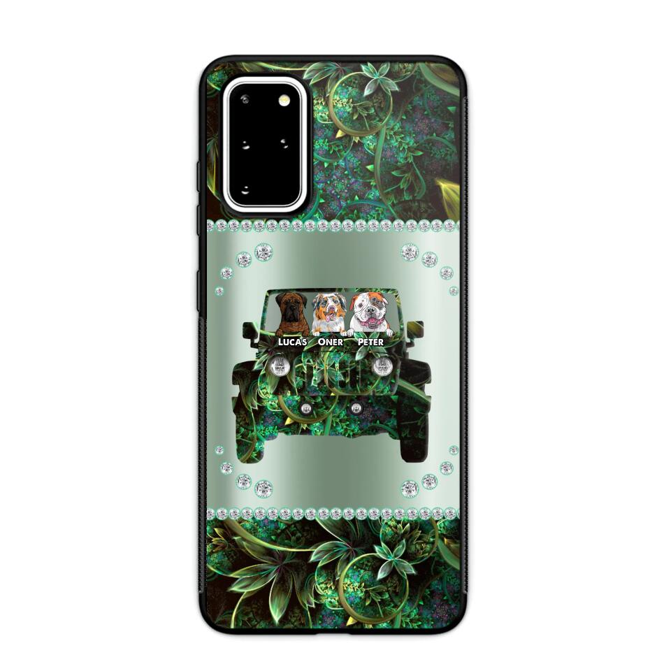 Personalized Jeep Dog Sparkling Phone Case Printed 22AUG-HY24