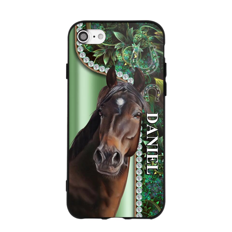 Personalized Horse Lover Sparkling Phone Case Printed 22AUG-HY24