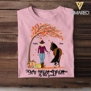 Personalized It's The Most Wonderful Time Of The Year Fall Y'all Horse Lovers Tshirt Printed QTVQ2508