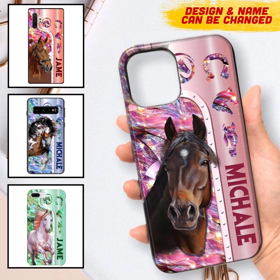 Personalized Horse Lover Sparkling Phone Case Printed 22AUG-MA24