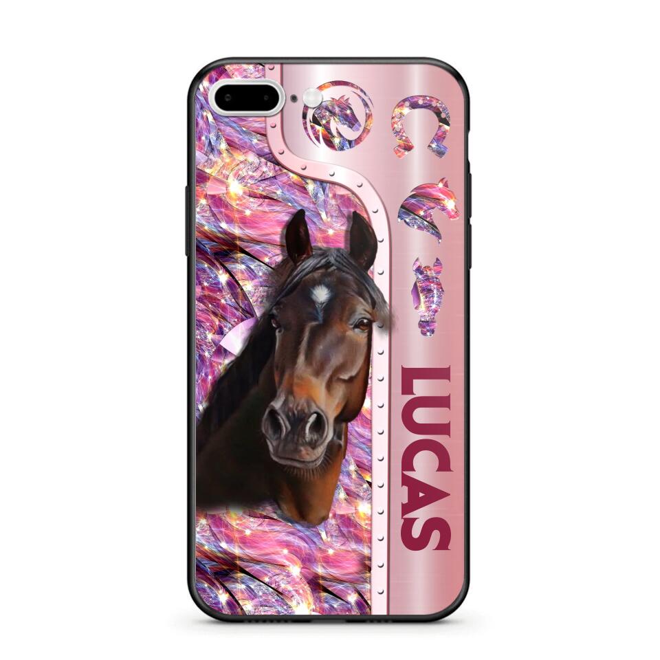 Personalized Horse Lover Sparkling Phone Case Printed 22AUG-MA24