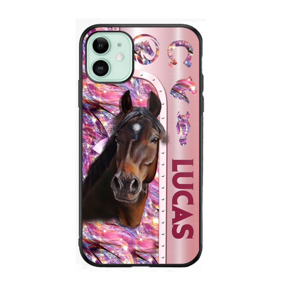 Personalized Horse Lover Sparkling Phone Case Printed 22AUG-MA24