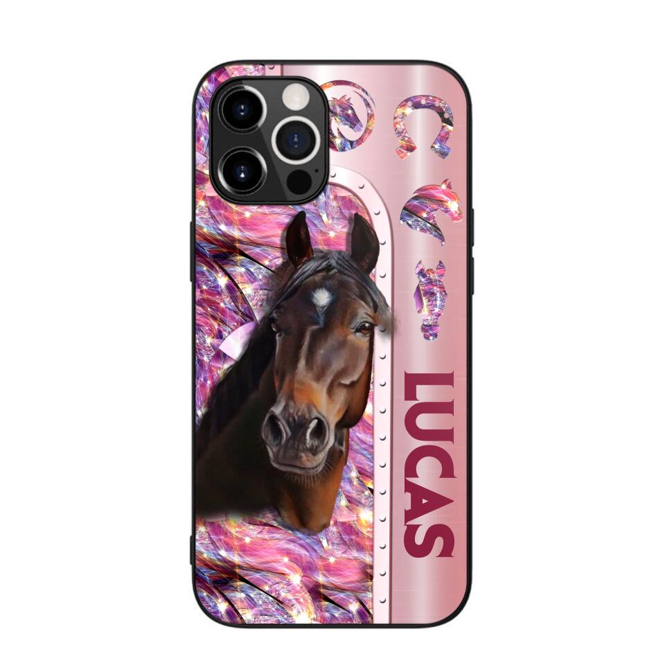 Personalized Horse Lover Sparkling Phone Case Printed 22AUG-MA24