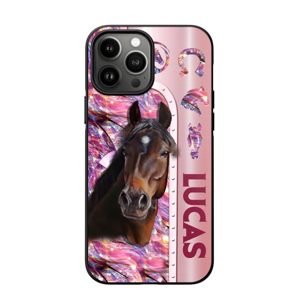 Personalized Horse Lover Sparkling Phone Case Printed 22AUG-MA24