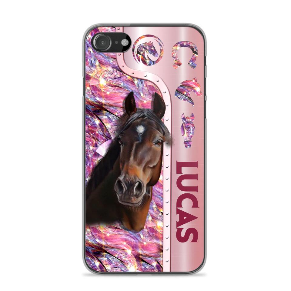 Personalized Horse Lover Sparkling Phone Case Printed 22AUG-MA24