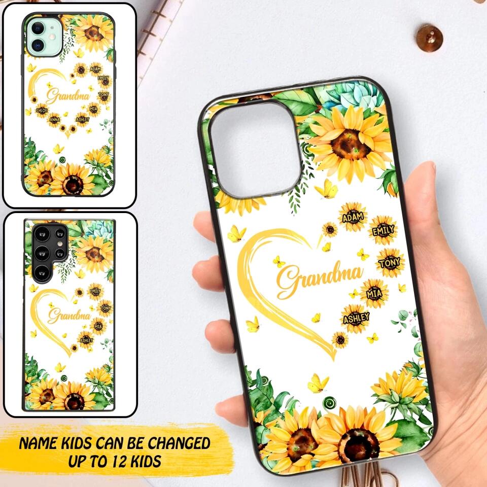 Personalized Grandma Kid Sunflower Phone Case Printed 22AUG-DT25