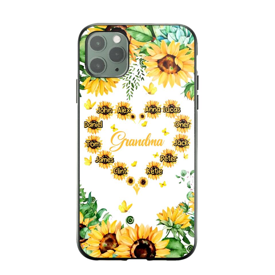 Personalized Grandma Kid Sunflower Phone Case Printed 22AUG-DT25