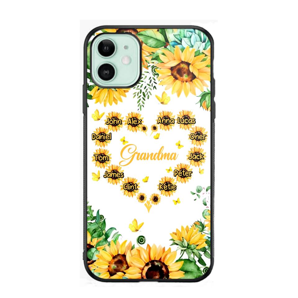 Personalized Grandma Kid Sunflower Phone Case Printed 22AUG-DT25