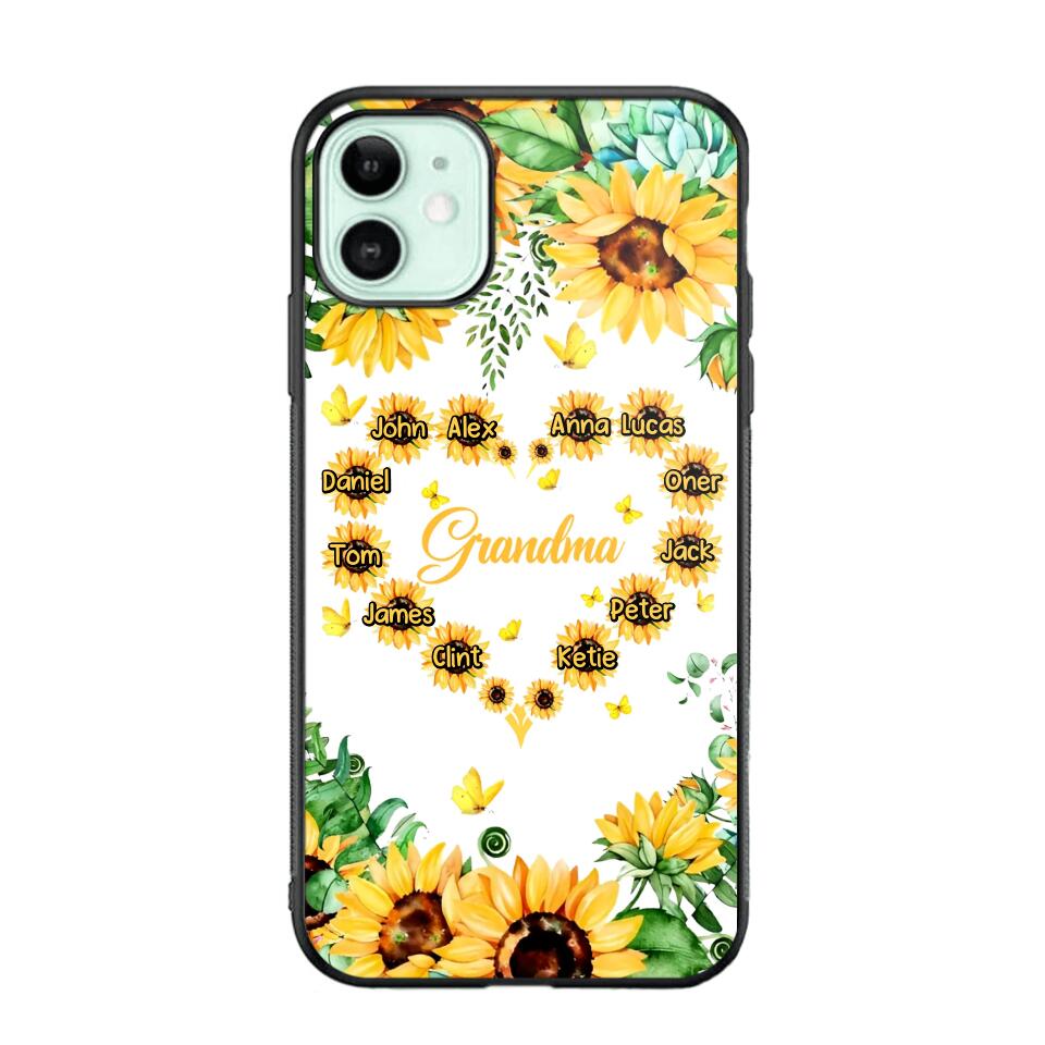 Personalized Grandma Kid Sunflower Phone Case Printed 22AUG-DT25