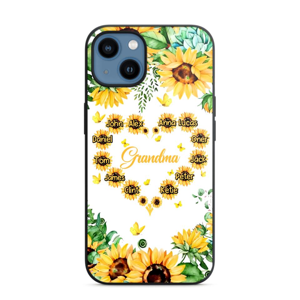 Personalized Grandma Kid Sunflower Phone Case Printed 22AUG-DT25