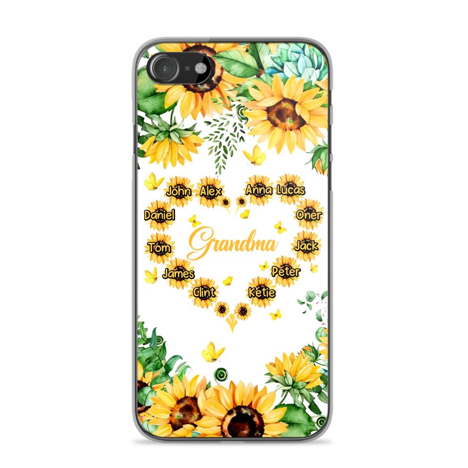 Personalized Grandma Kid Sunflower Phone Case Printed 22AUG-DT25