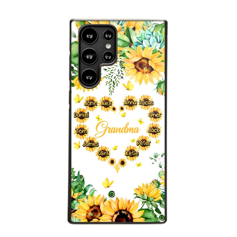 Personalized Grandma Kid Sunflower Phone Case Printed 22AUG-DT25