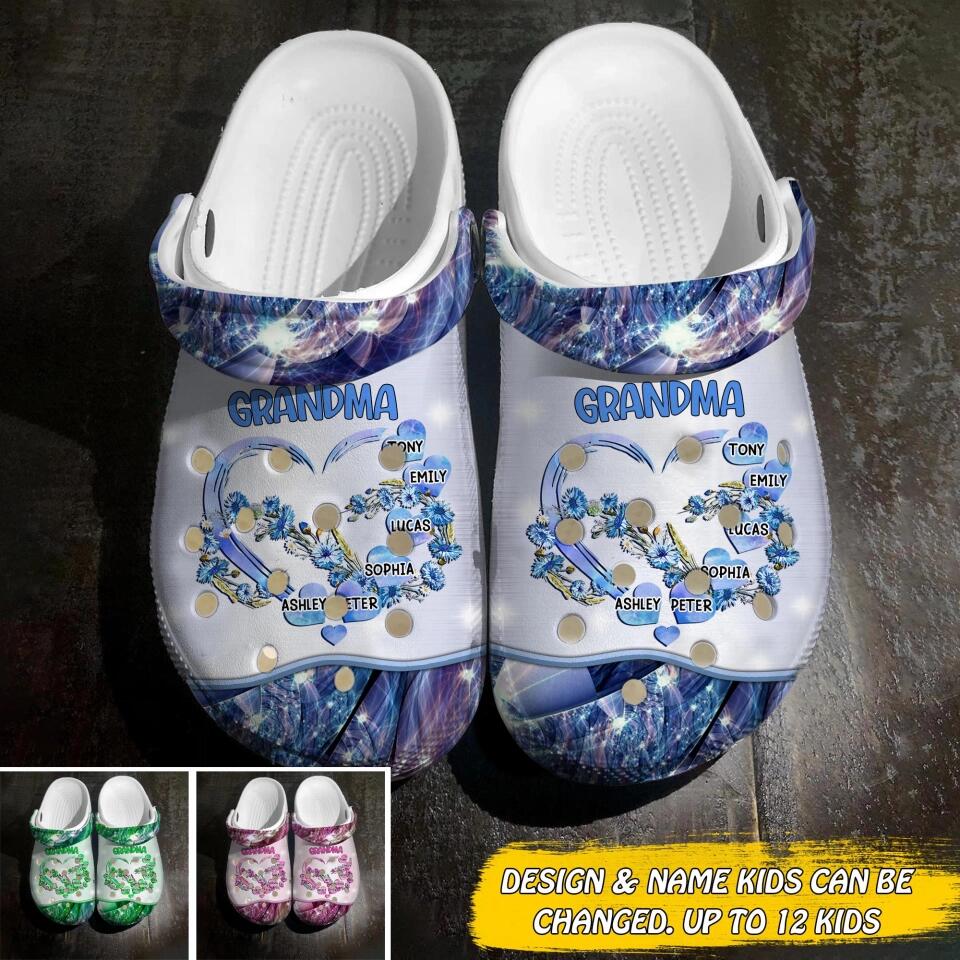 Personalized Grandma Kid Sparkling Clog Slipper Shoes Printed 22AUG-DT26