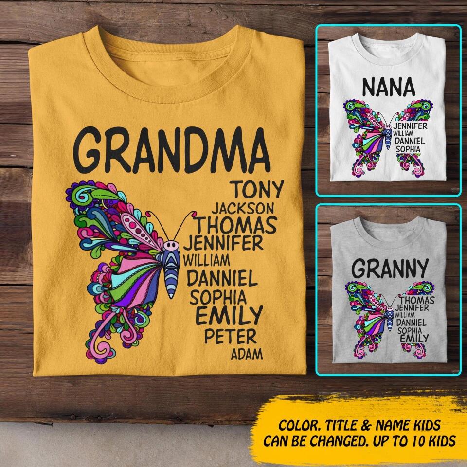 Personalized Grandma Kid Butterfly Tshirt Printed 22AUG-DT27