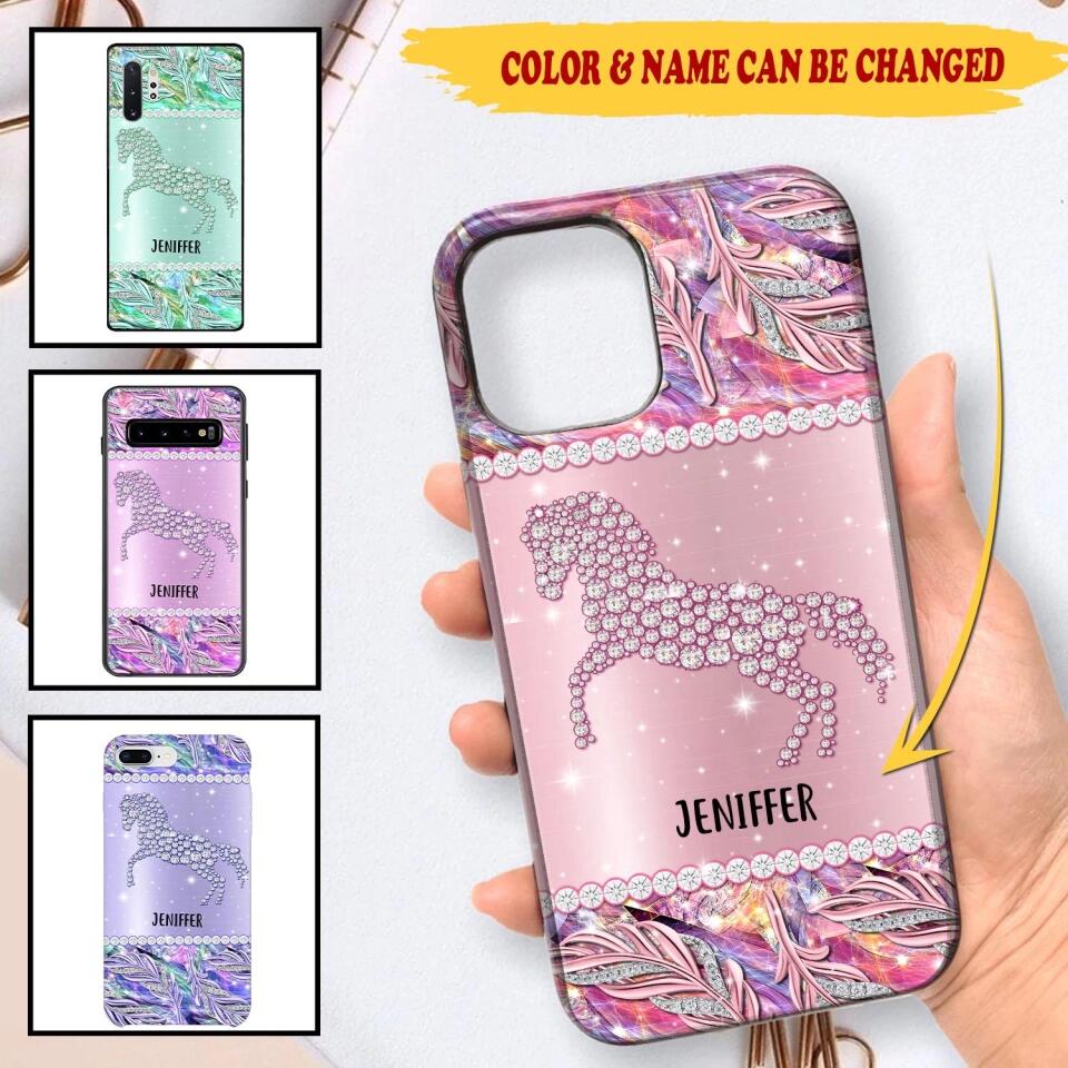 Personalized Horse Lover Custom Sparkling Phone Case Printed NQMA2908