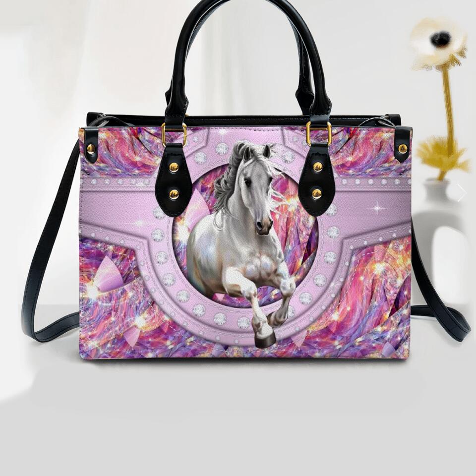 Personalized Horse Sparkling Custom Leather Bag Printed NQVQ3008