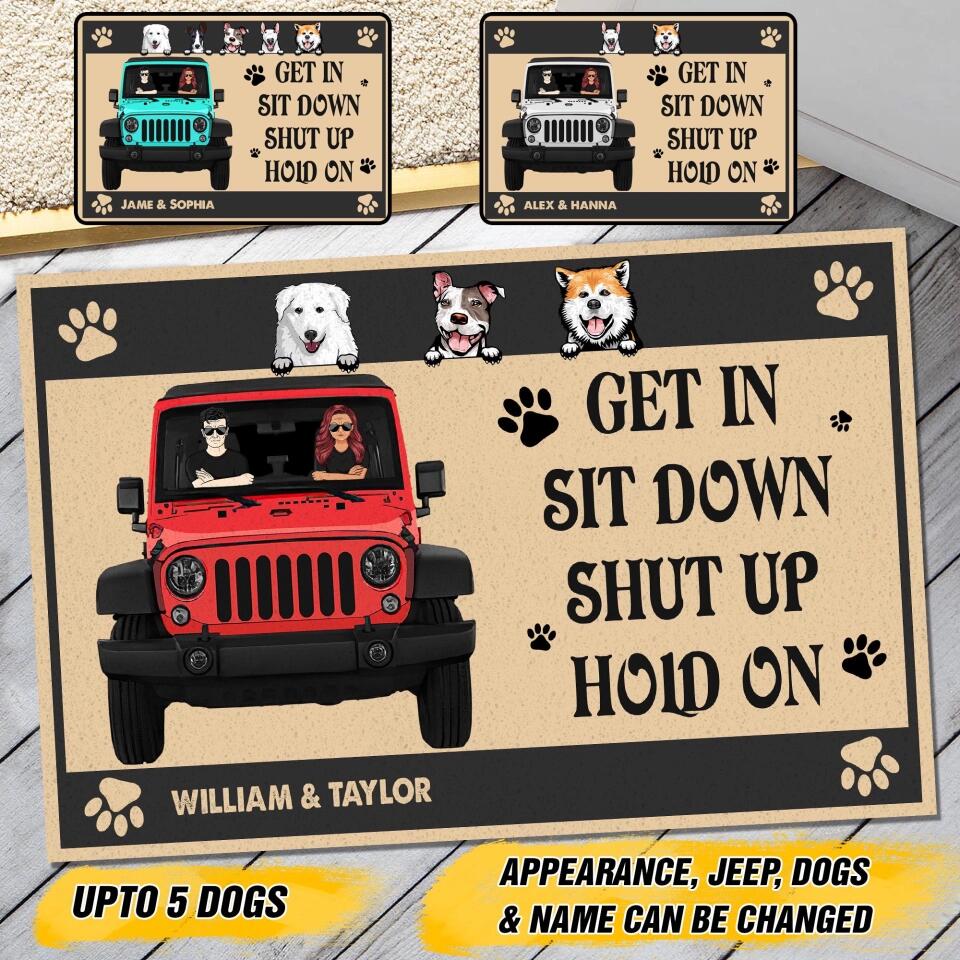 Personalized Couple Love Jeep And Dog Live Here Doormat 22AUG-HY30