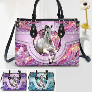 Personalized Horse Sparkling Custom Leather Bag Printed NQVQ3008