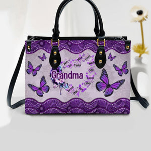 Personalized Grandma Butterfly Custom Leather Bag Printed NQVQ3008