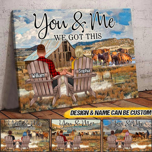 Personalized Back View Couple Sitting Farm Landscape And Horse You & Me We Got This Canvas Printed 22AUG-HQ31