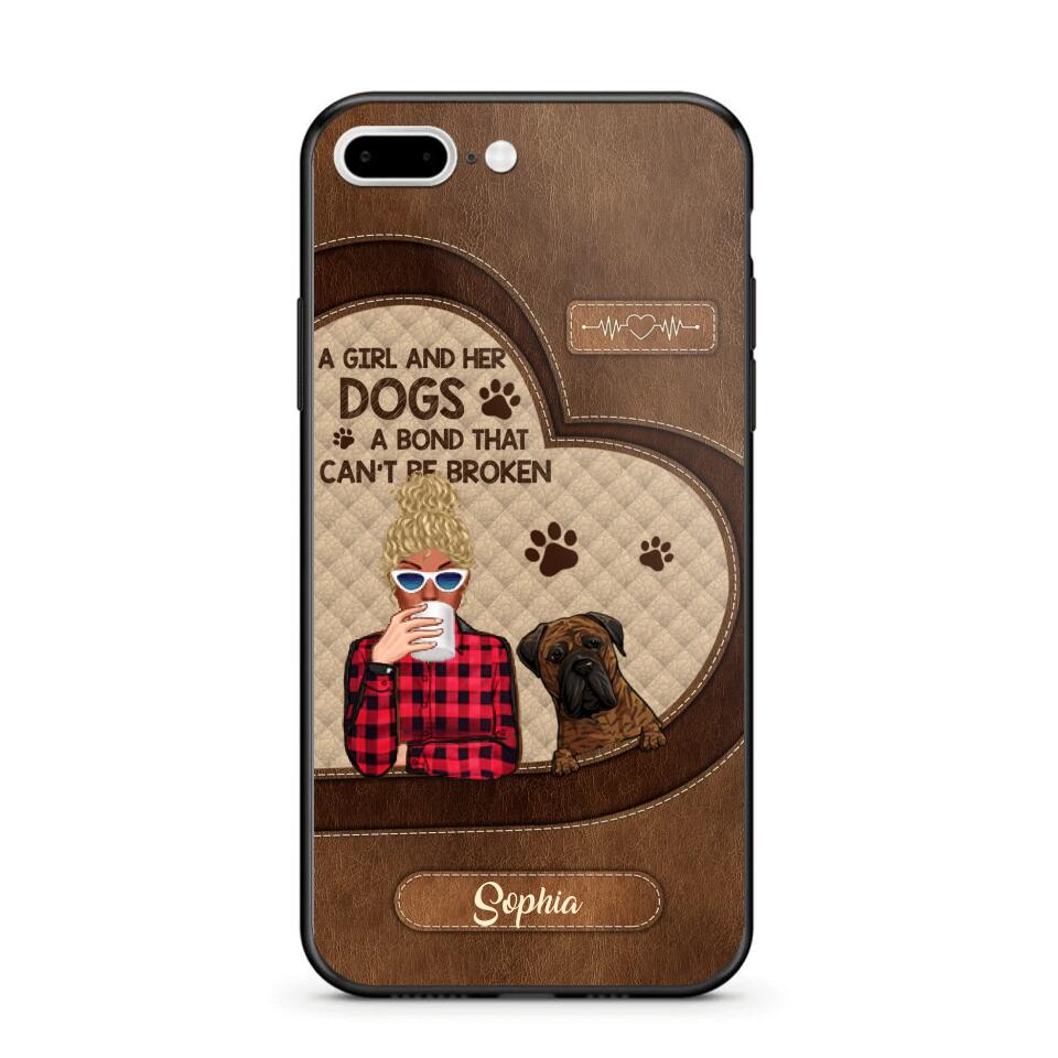 Personalized A Girl And Her Dogs A Bond That Can't Be Broken Phone Case Printed 22AUG-HY31