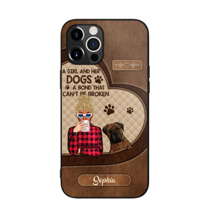 Personalized A Girl And Her Dogs A Bond That Can't Be Broken Phone Case Printed 22AUG-HY31