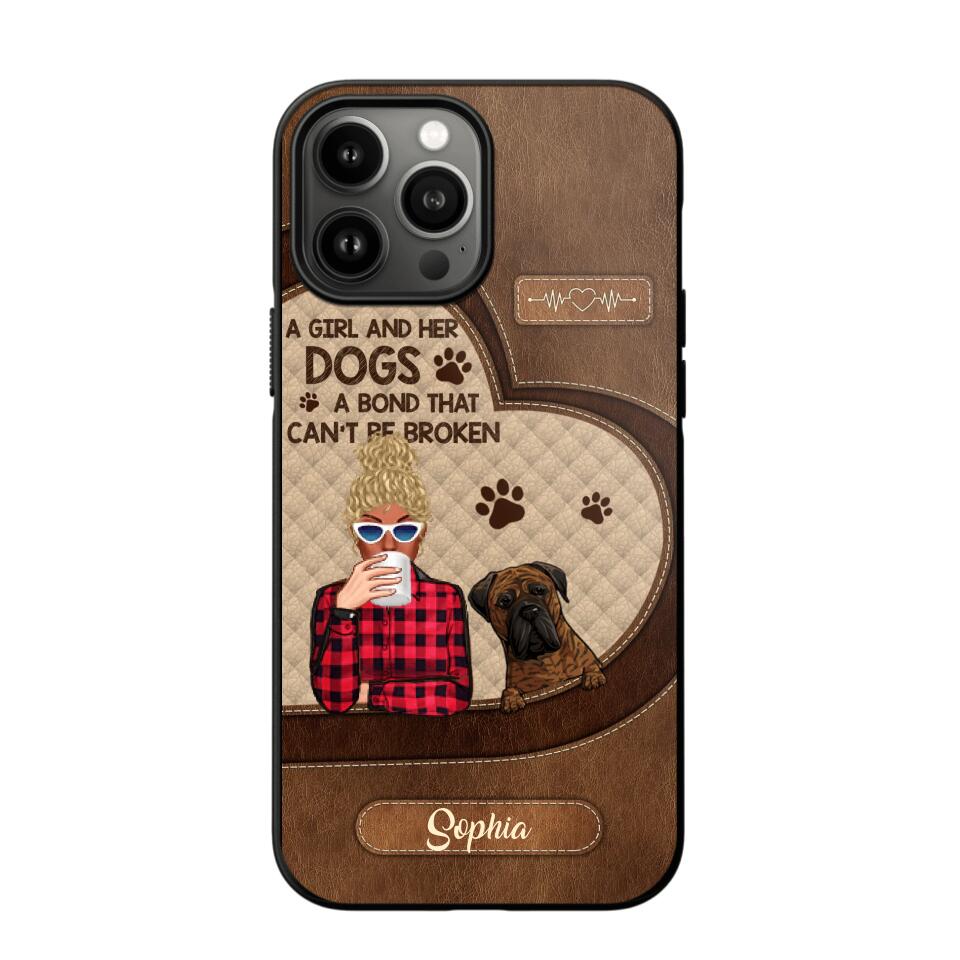 Personalized A Girl And Her Dogs A Bond That Can't Be Broken Phone Case Printed 22AUG-HY31