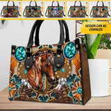 Personalized Aboriginal Culture Horse Custom Sparkling Leather Bag Printed NQDT0609