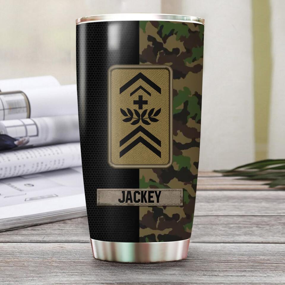 Personalized Swiss Veteran/ Solider Skull Camo Tumbler Printed QTDT0609