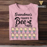 Personalized Grandma's Reason To Be Happy Bee Kid Name Tshirt Printed QTMA0709