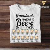 Personalized Grandma's Reason To Be Happy Bee Kid Name Tshirt Printed QTMA0709