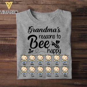 Personalized Grandma's Reason To Be Happy Bee Kid Name Tshirt Printed QTMA0709