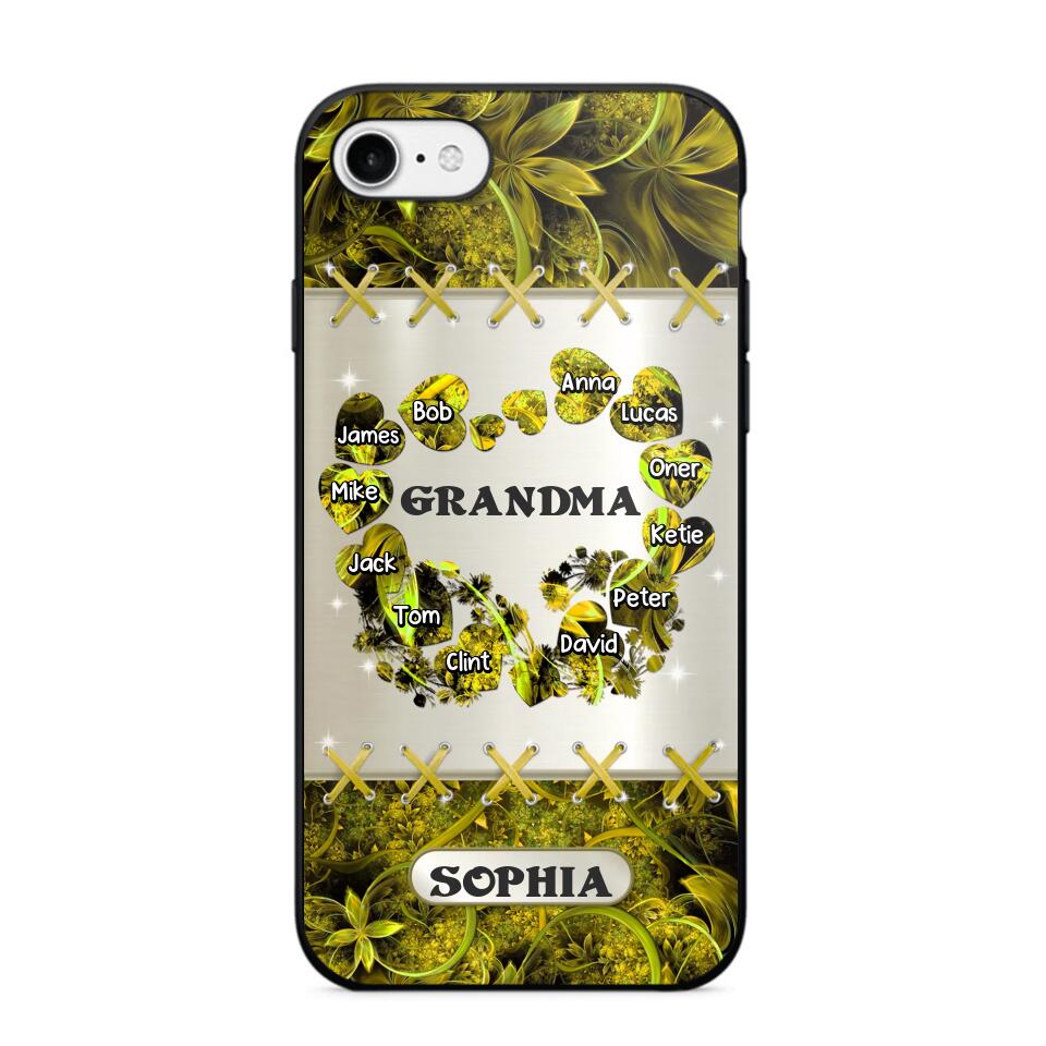 Personalized Grandma Kid Sparkling Heart Phone Case Printed 22SEP-DT07