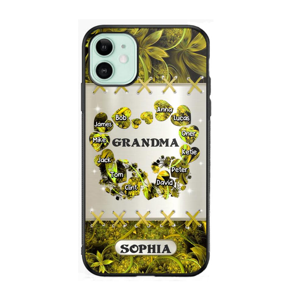 Personalized Grandma Kid Sparkling Heart Phone Case Printed 22SEP-DT07