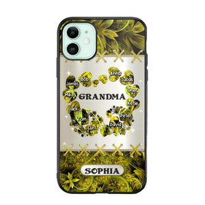 Personalized Grandma Kid Sparkling Heart Phone Case Printed 22SEP-DT07