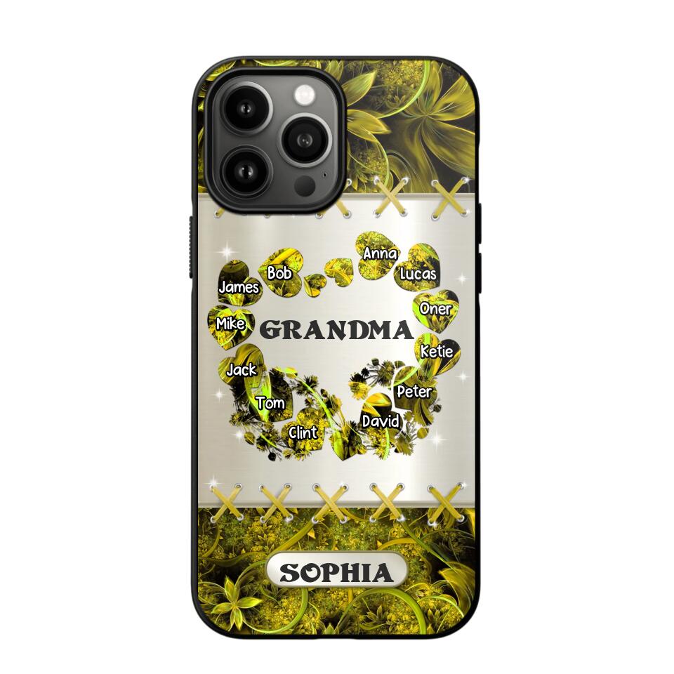 Personalized Grandma Kid Sparkling Heart Phone Case Printed 22SEP-DT07