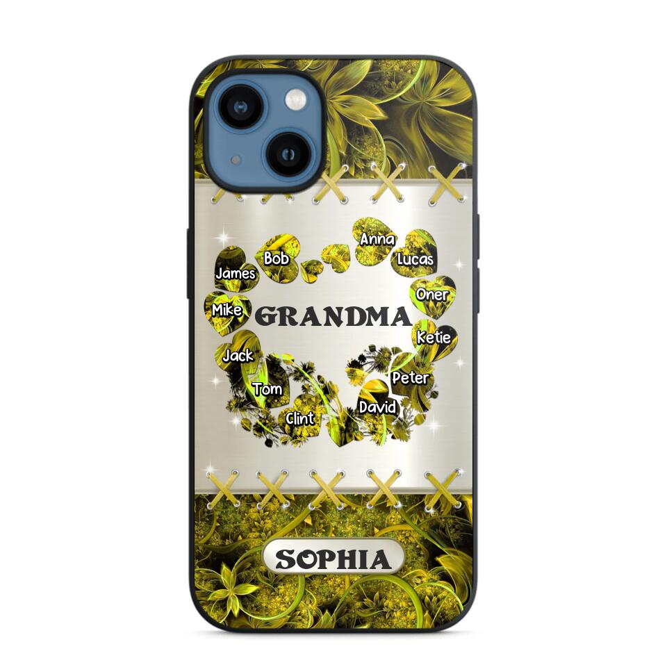 Personalized Grandma Kid Sparkling Heart Phone Case Printed 22SEP-DT07