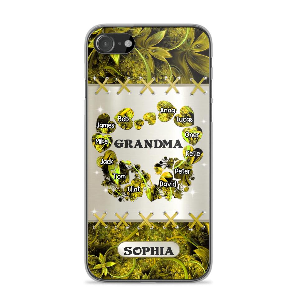 Personalized Grandma Kid Sparkling Heart Phone Case Printed 22SEP-DT07