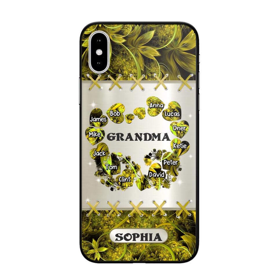 Personalized Grandma Kid Sparkling Heart Phone Case Printed 22SEP-DT07