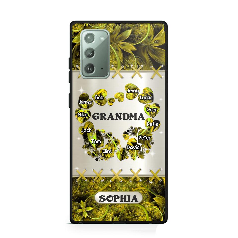 Personalized Grandma Kid Sparkling Heart Phone Case Printed 22SEP-DT07